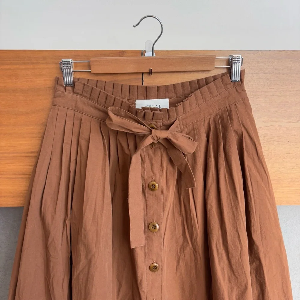 THE GREAT. THE TREELINE SKIRT SUNTAN, SIZE US M / 2 - Picture 8 of 16